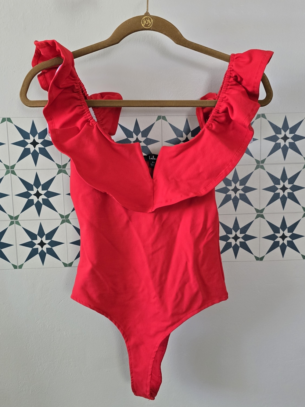 Lulu's Hot Pink Ruffle Bodysuit